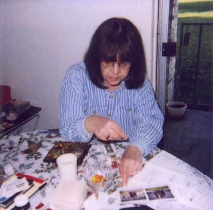 Elvera browsing photographs