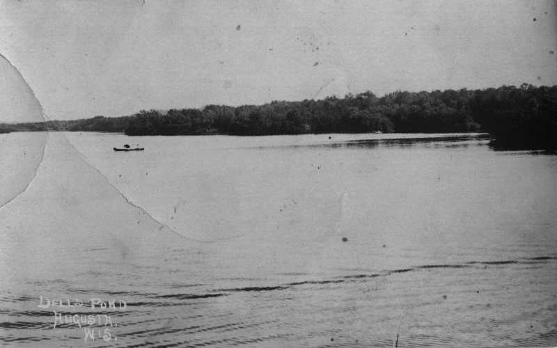 The Dells Pond in black and white from the 1950s
