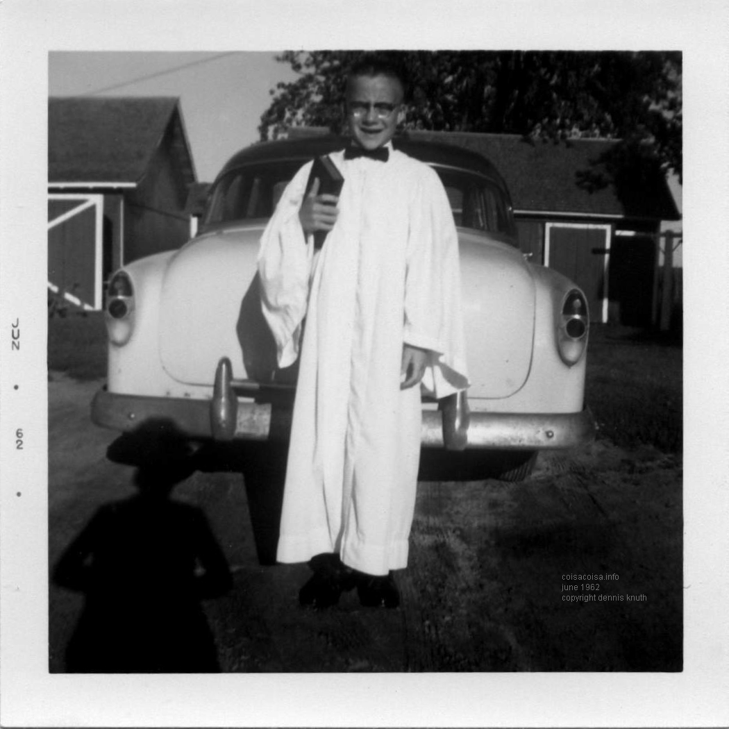 Dennis in his confirmation dressing gown