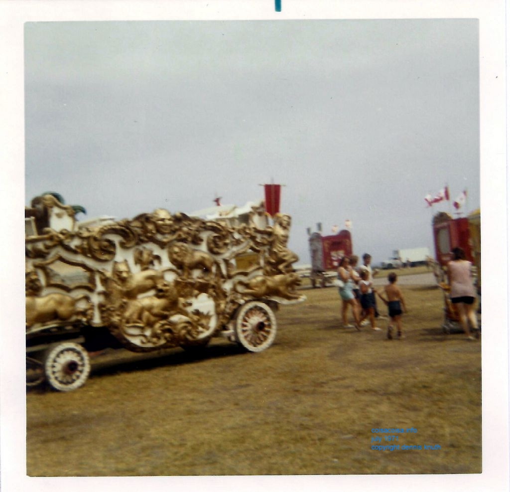 Blurry circus wagon pictures with kids enjoying them