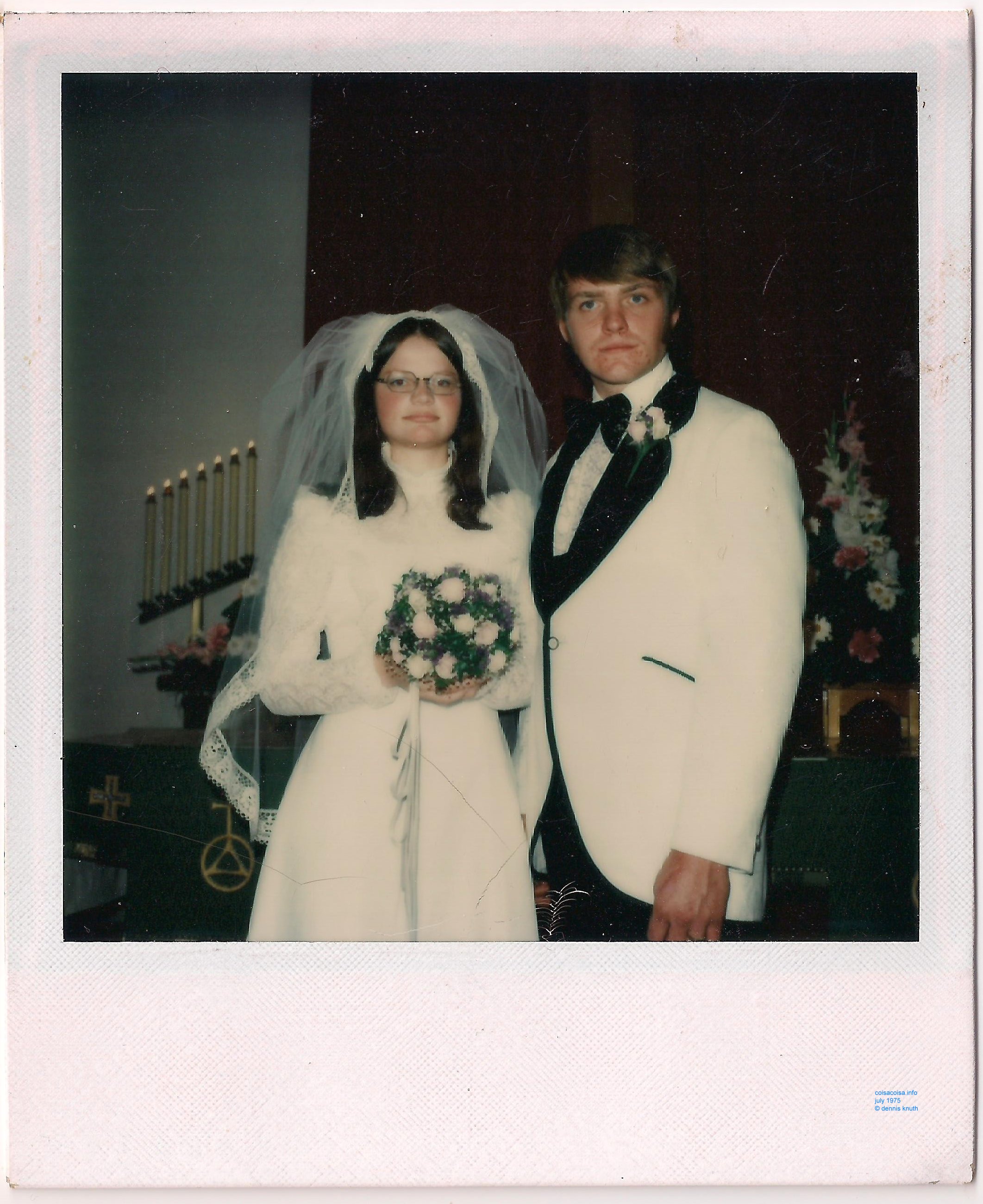 Newly wed Mr and Mrs Hal Moore at the church after the wedding