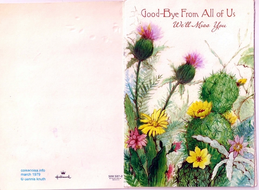 Dennis's fareweel card front from Friends and Woolworth