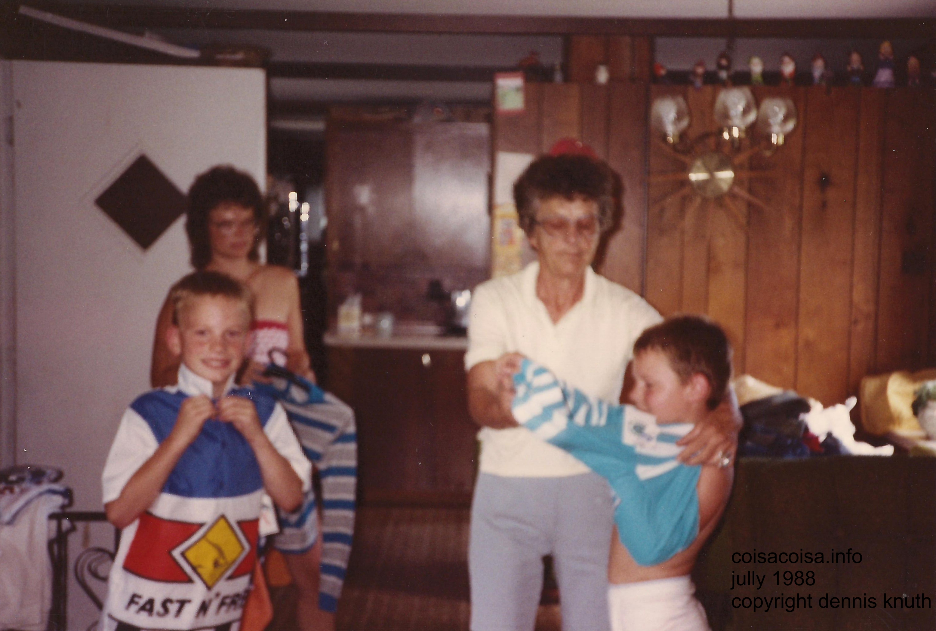 Grandma Emogene getting Grandsons ready