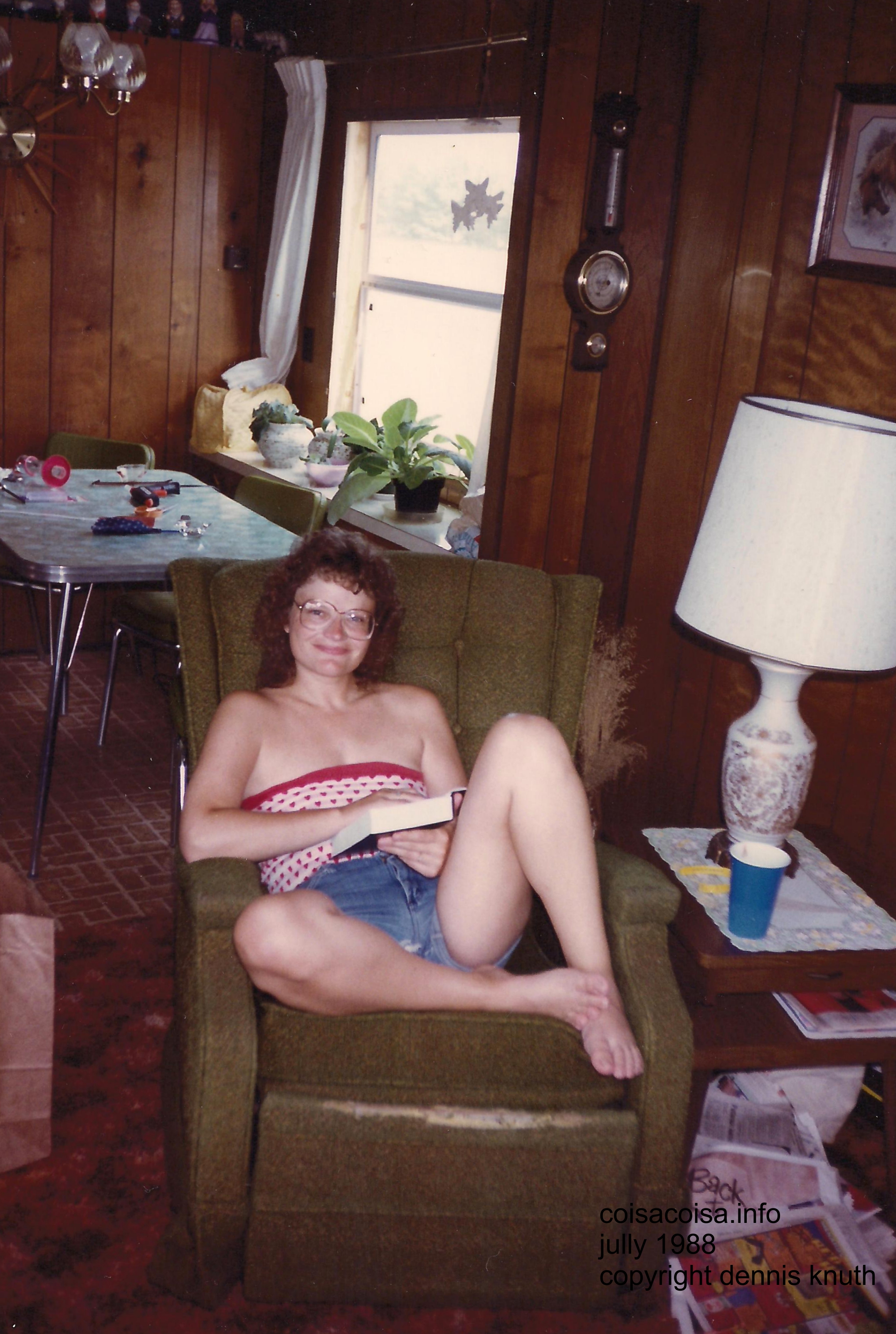 Sherri dressed comfy in her recliner