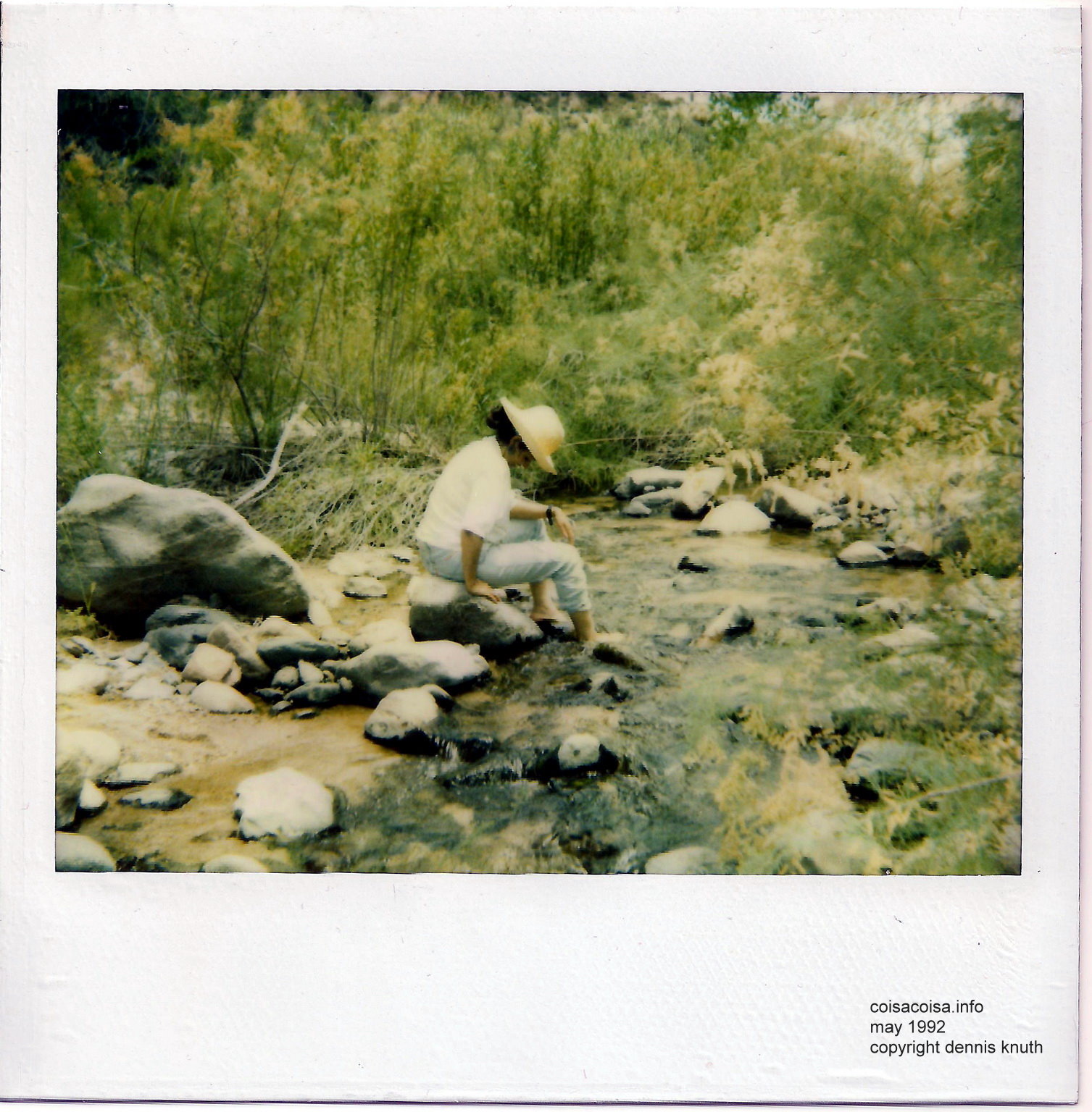 Regina Michke cooling her feet in the desert