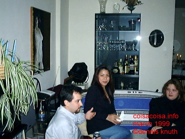 Robert Diaz drinks a beer with Pricilla and Rosangela