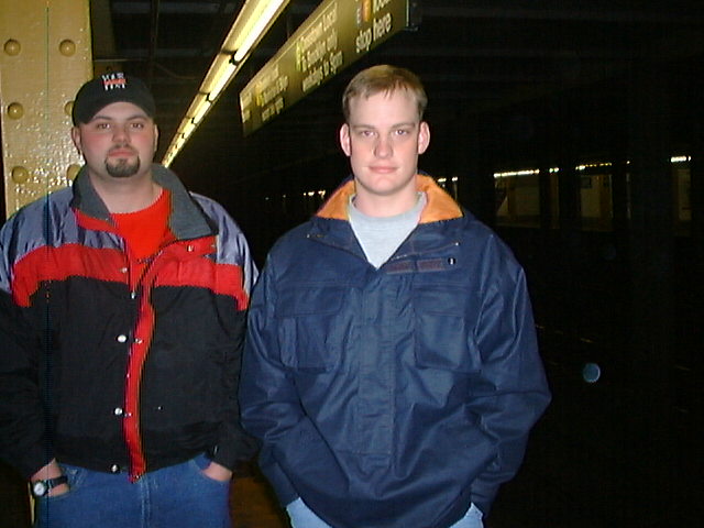 Nathan and Jared riding the subway in Queens NY