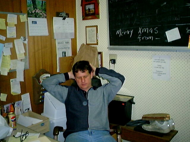 Tom Snoozing at the Woodshed