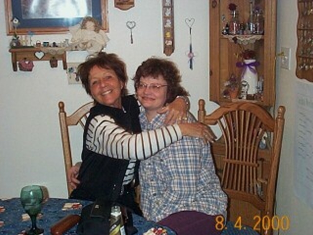 Jeanette Ayres hugs Sherri