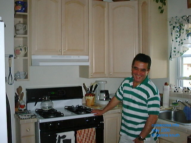 Helton and the striped green polo shirt