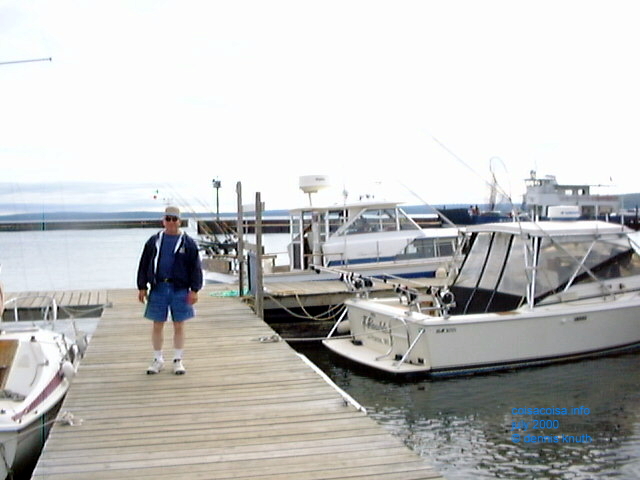 Gary getting off the ferry in La Pointe Wisconsin
