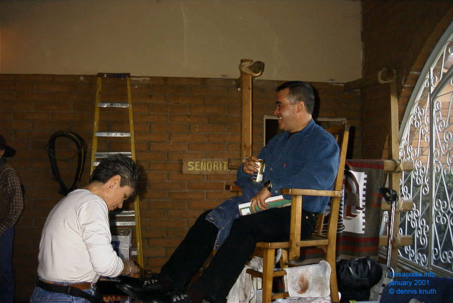 Helton Gets a shoe shine at the Phoenix Rodeo