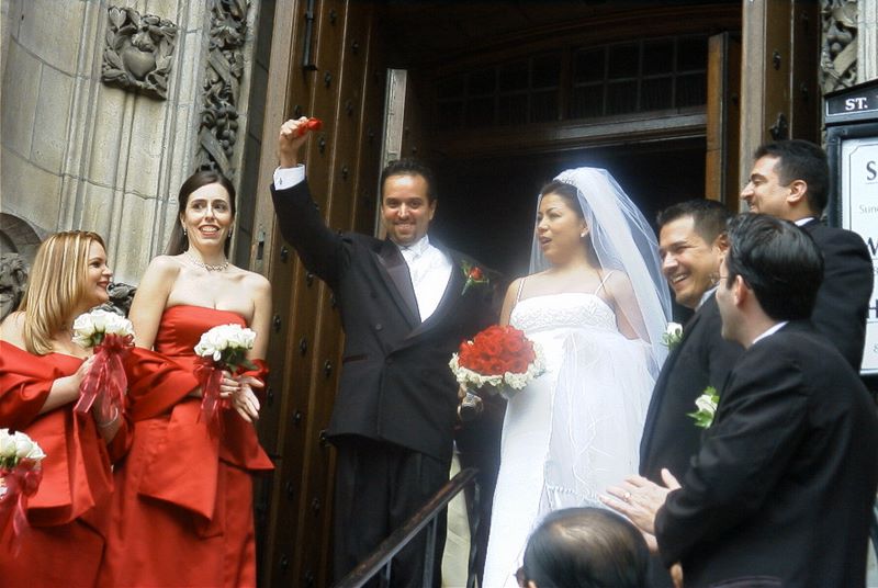 Robert and Priscilla Exult on their wedding day