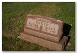 William Knuth and Wilhelmina Albertina Bann Knuth headstone May 2001, William Knuth Born 1877, Died 1955, Minne Knuth born 1881 Died 1942