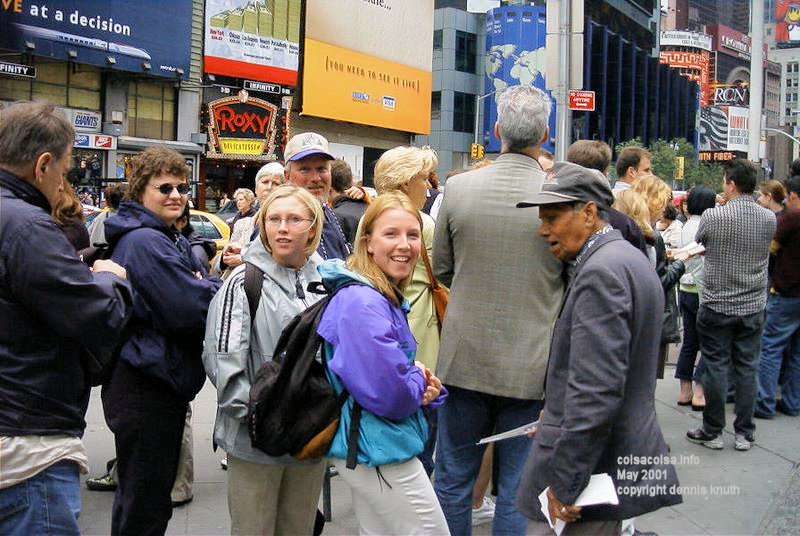 Kelli and Kaydi with a Times Square bum hustler