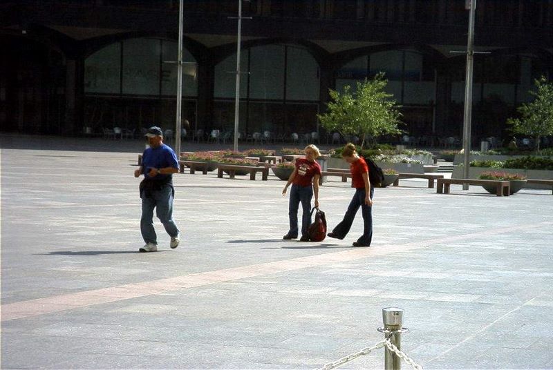 Walking across the World Trade Center Plaza