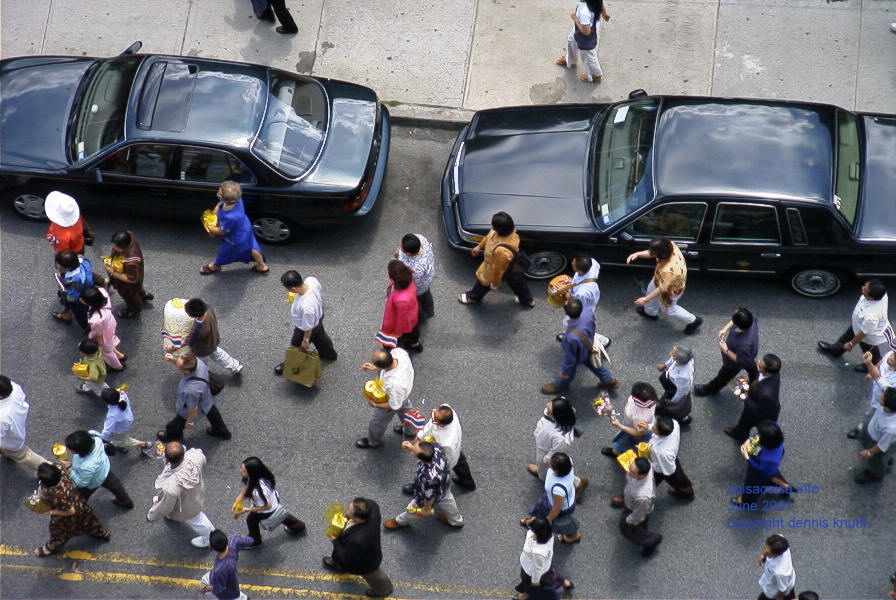 Buddhist funeral marchers Elmhurst Queens