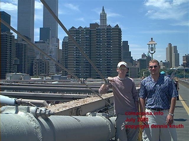 World Trade centers mark the NY skyline from the Brooklyn Bridge