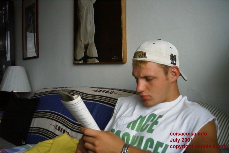 Justin checks the entertainment listings