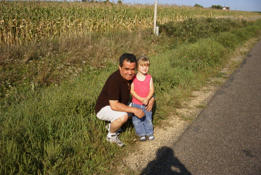 Helton and Kelsey at the edge of the road
