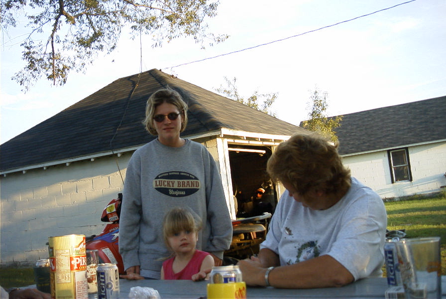 Kelsey and Kelly at the picnic table