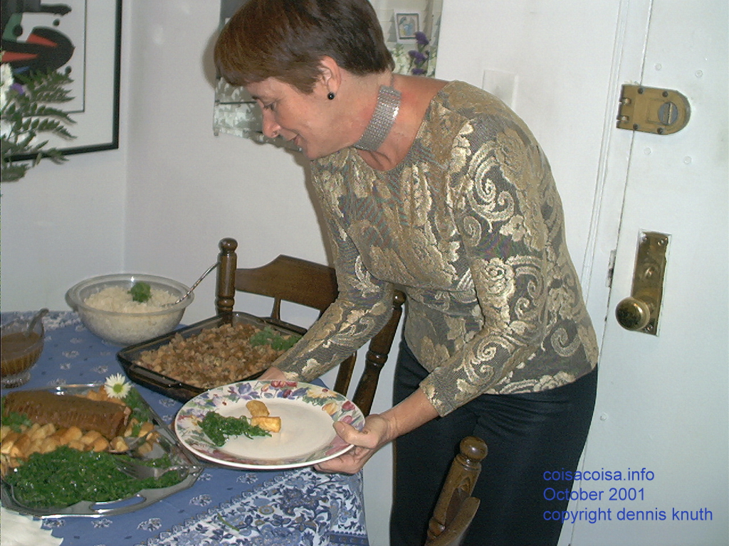 Zelia serving herself