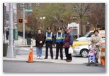 Policemen in New York City with tourists
