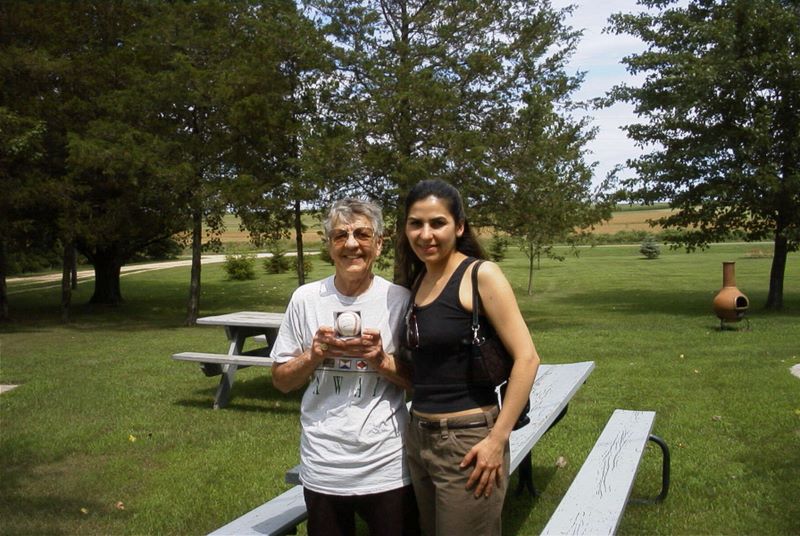 Patricia and Emogene with her Jeter Autographed Baseball
