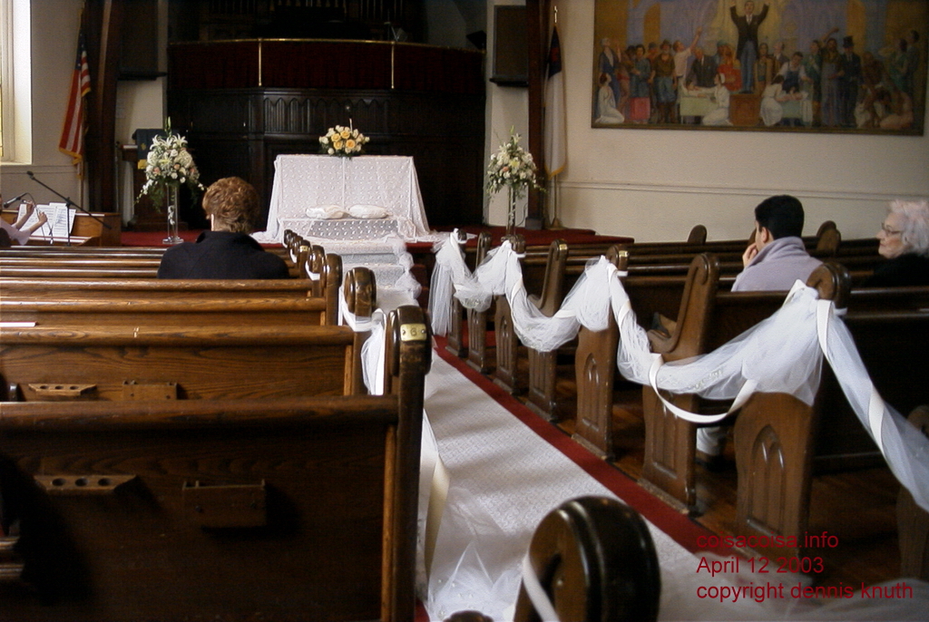 Raphael waits in the Baptist Church