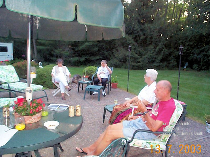 Conversing on the patio