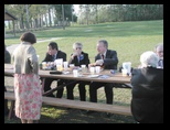 Picnic table at the wedding reception
