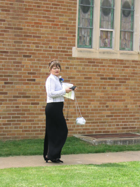 Sherri on the way to the church