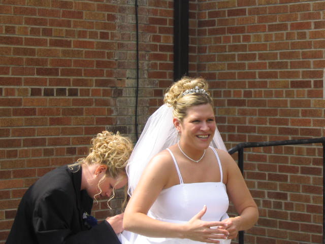 Wedding dress is repaired