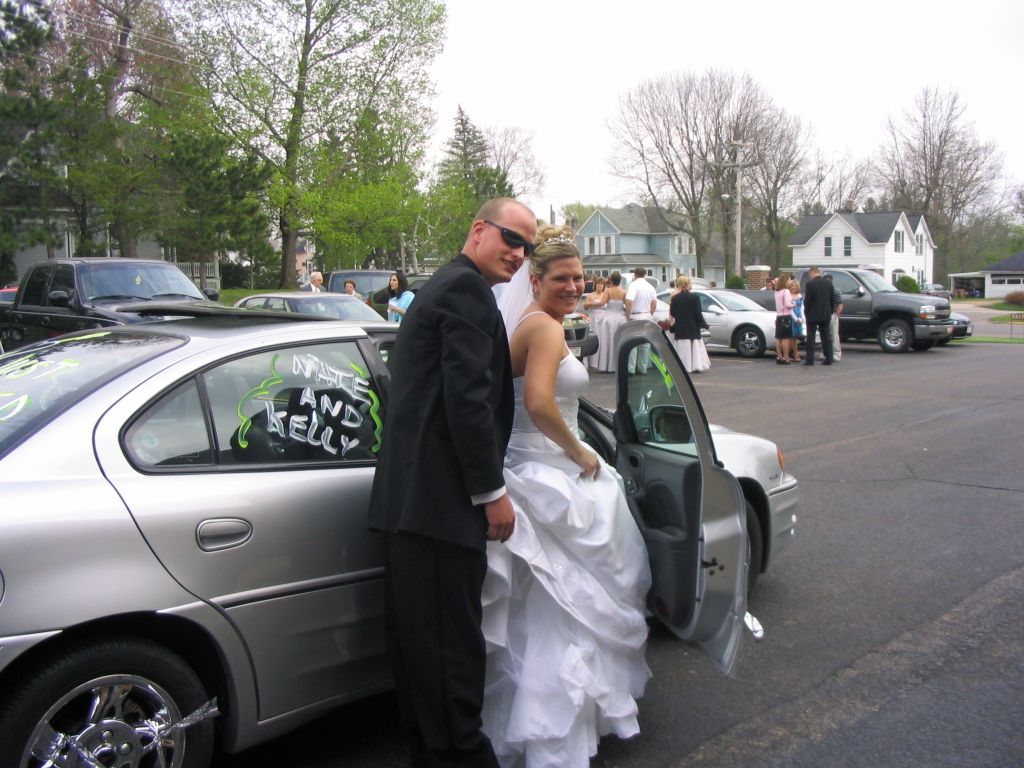Nathan and Kelly in the getaway car