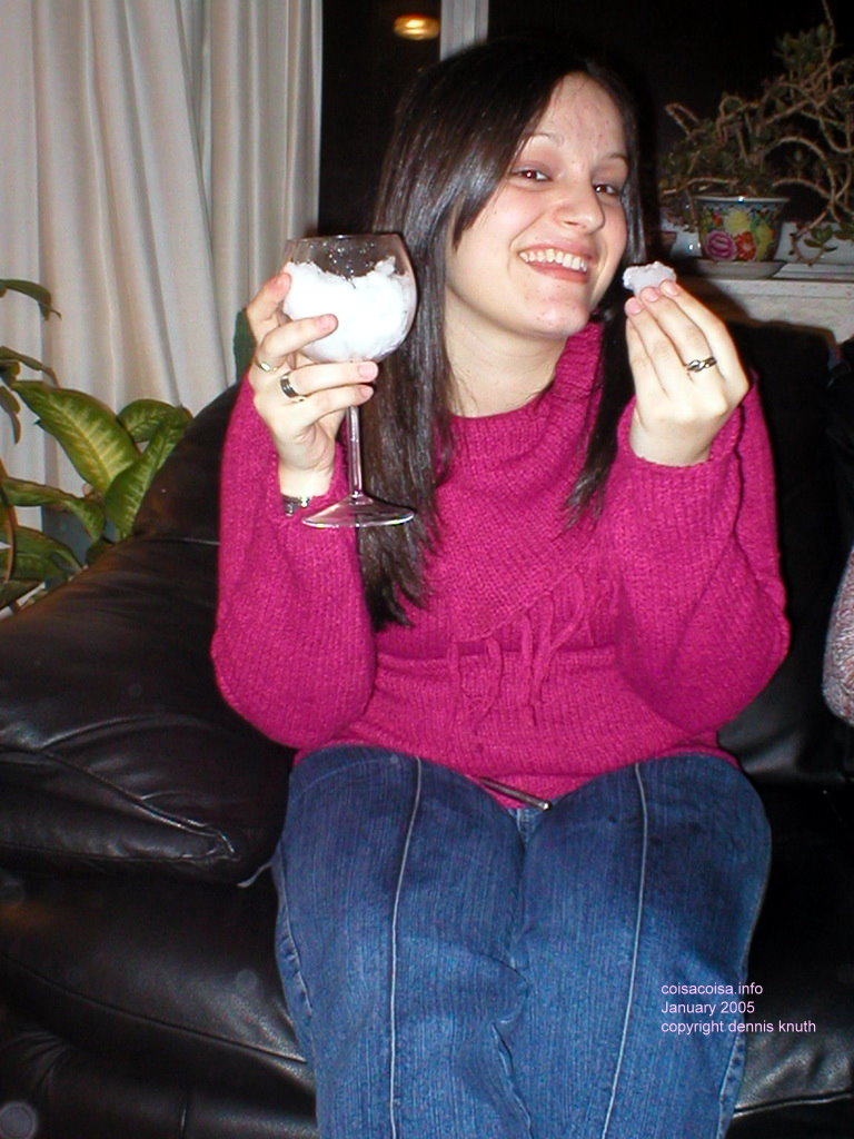 Thacila drinks another snowy caipirinha