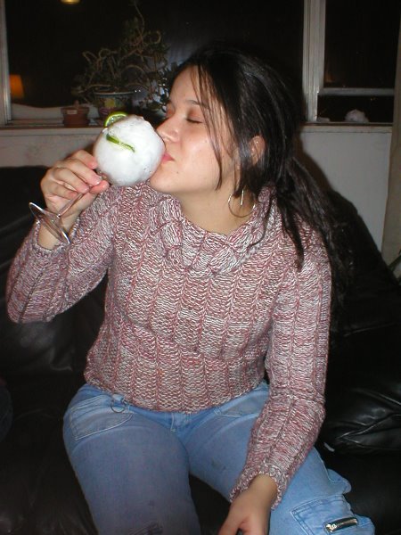 Thaissa sips a caipirinha