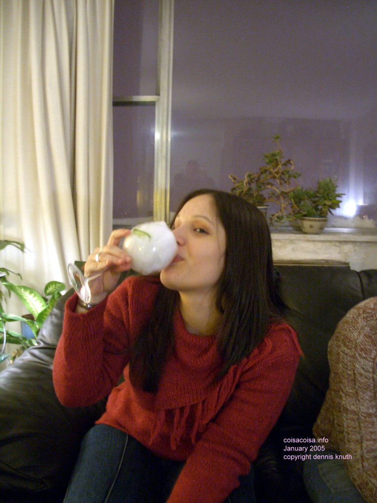 Thaissa sips snow caipirinha 