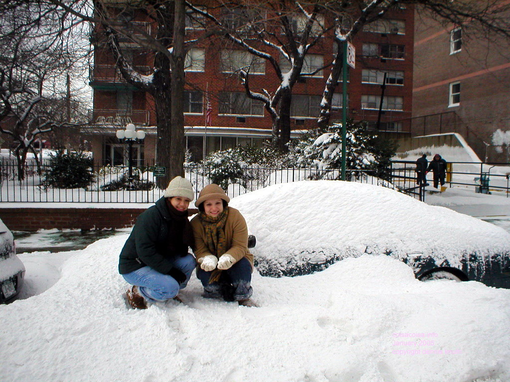 Thaissa and Thacila in snowy Elmhurst