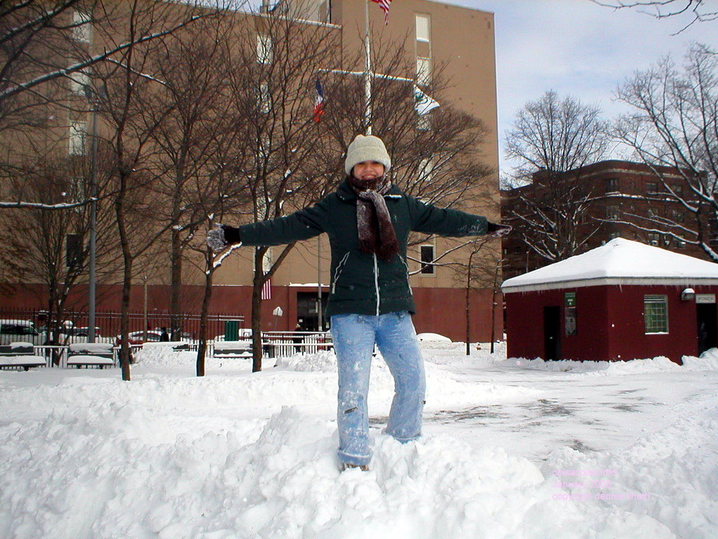 Thaissa on a snow mound