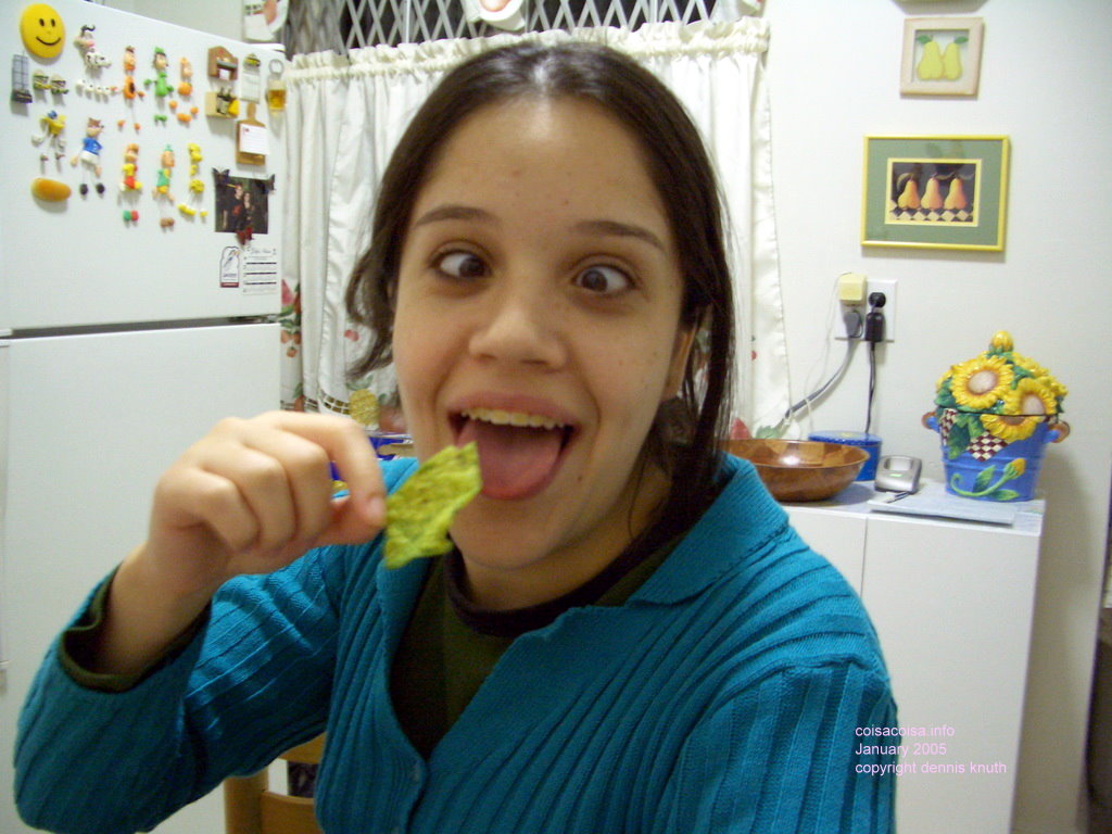 Thaissa goofs with a potato chp