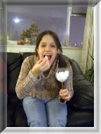 Clowning snow eating