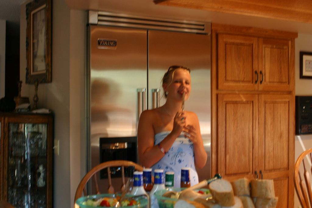 bridesmaid in the kitchen