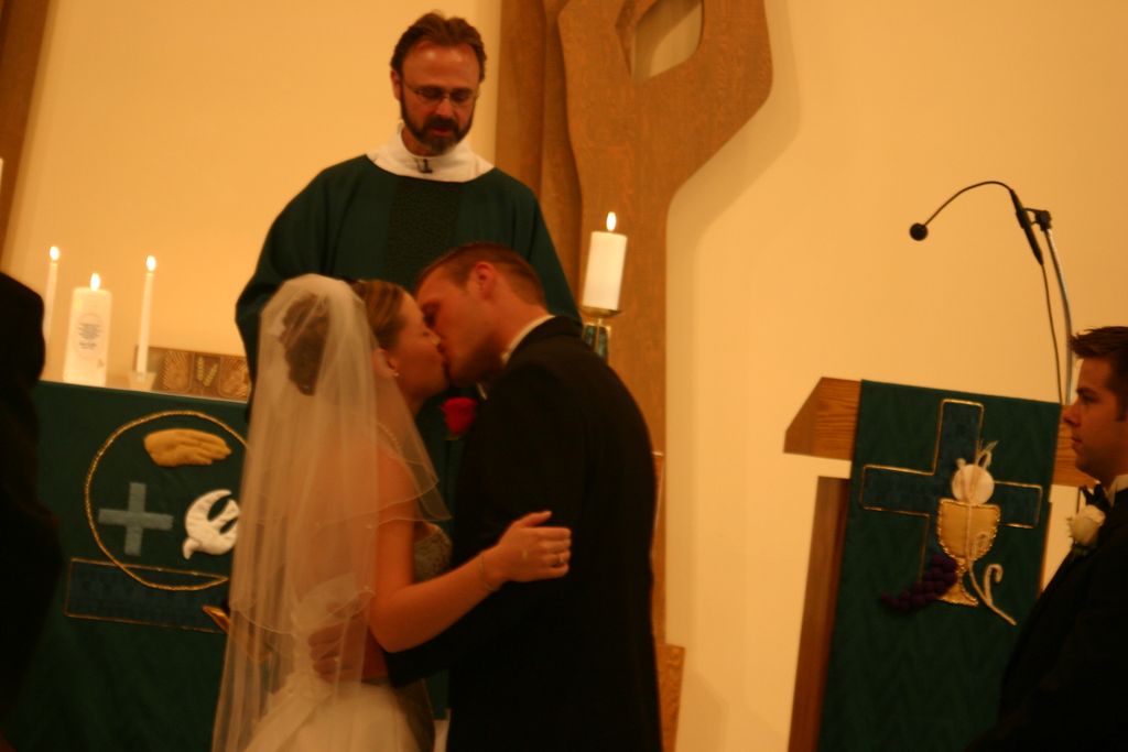 Bride and Groom Embrace