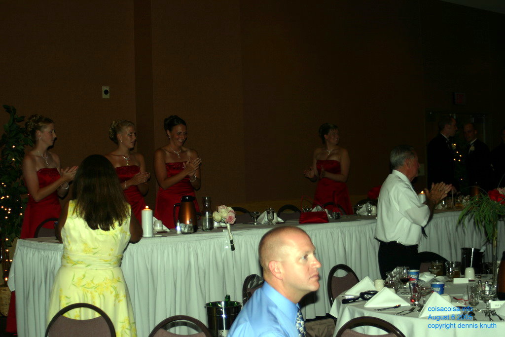 Bridesmaids applaud the Newly Weds