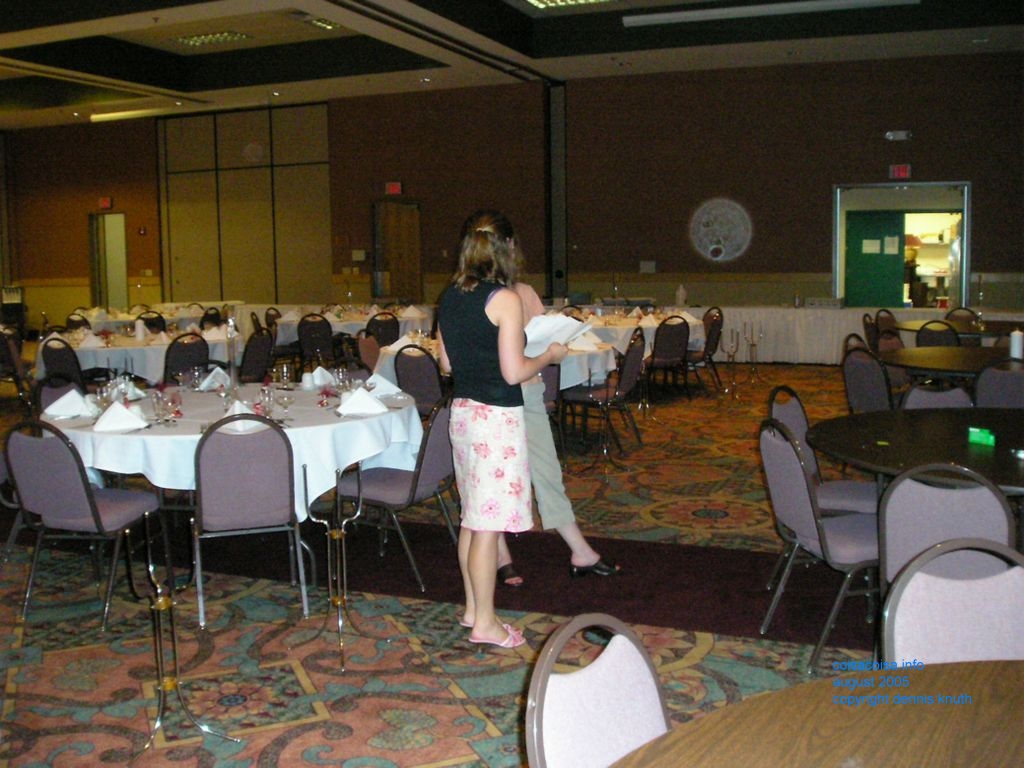 Julia inspects her wedding reception hall
