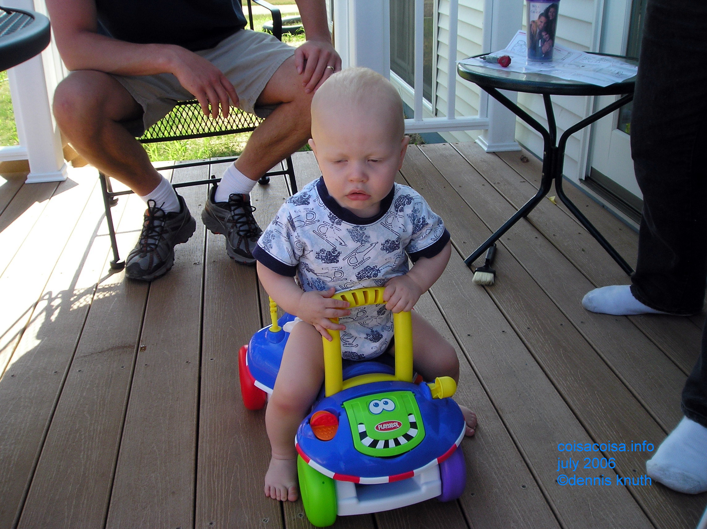 Jared riding his new push mobile