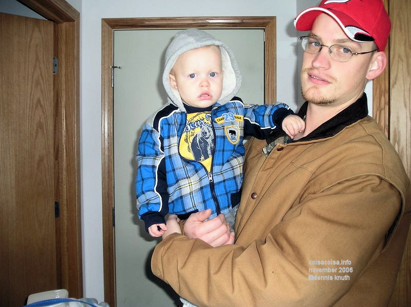 Nathan Holds Jared ready for November Cold