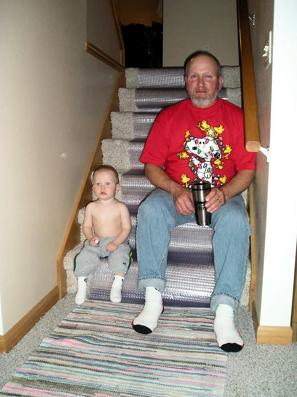Grandpa Gary and Jared on the Stairs