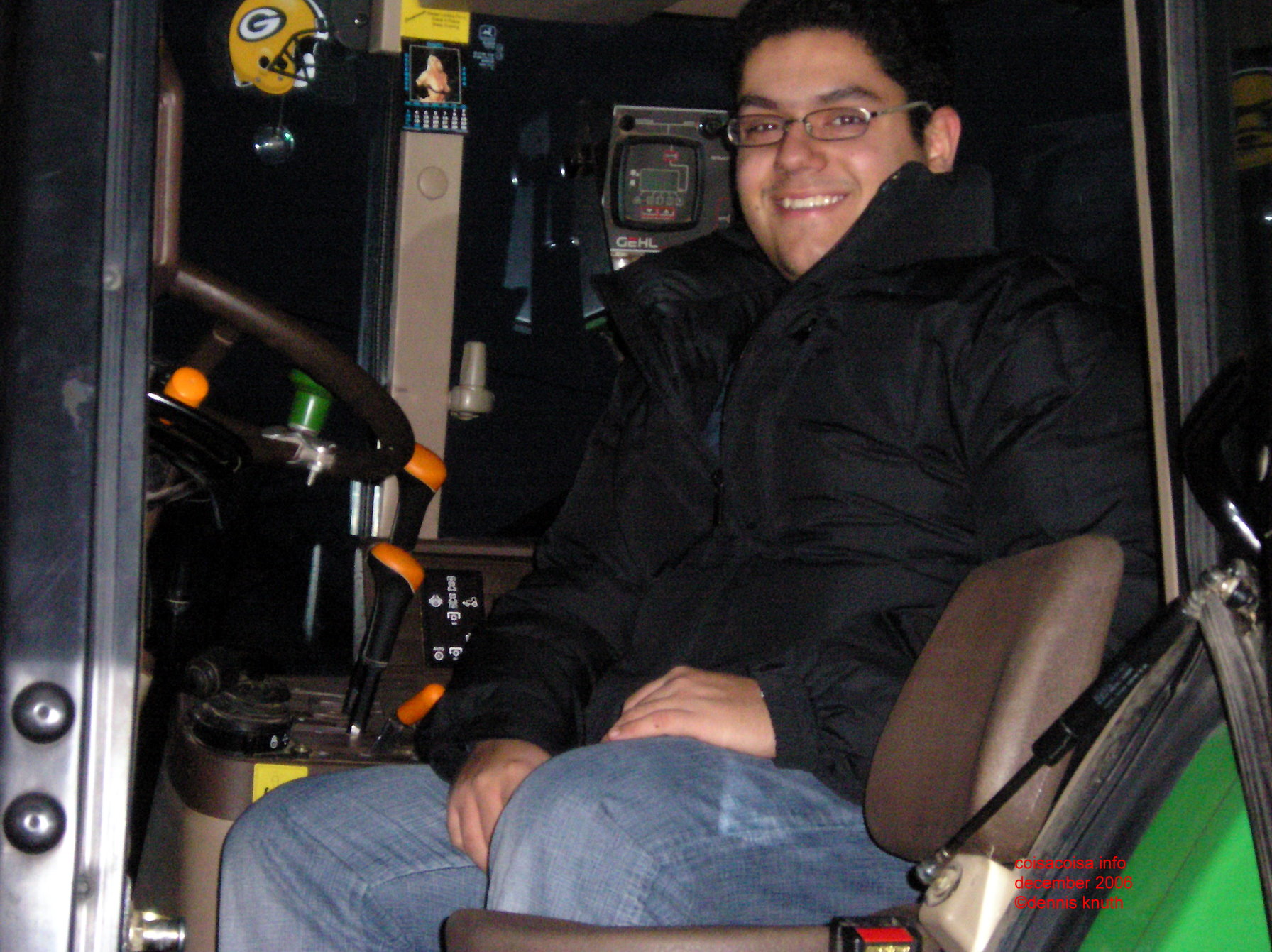 Raphael in Gary's John Deere Tractor