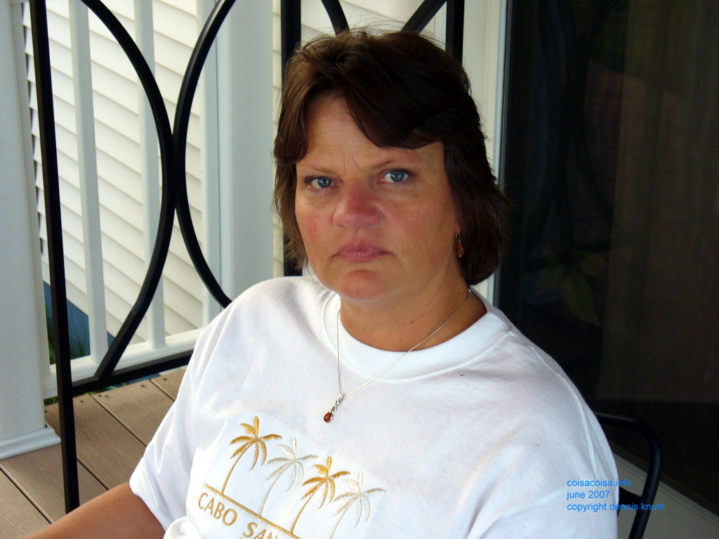 Sherri on the deck outside the kitchen